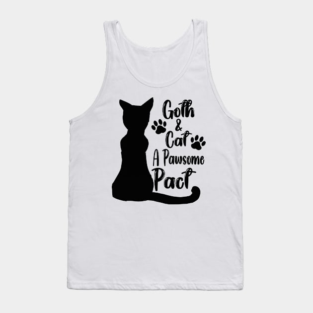 Goth & Cat: A Pawsome Pact Tank Top by Skull Riffs & Zombie Threads